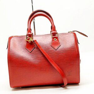 Authentic Louis Vuitton Speedy 25 Reds Epi Hand Bag mn580-012326